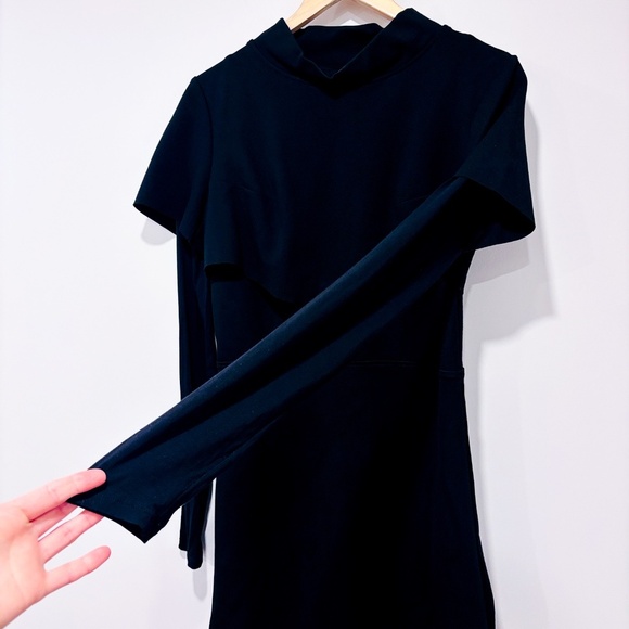 MARTIN DHUST | Black mini dress with frill | Sleek evening style | Medium * - Picture 6 of 9